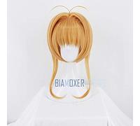 GJBXP Biamoxer Card Captor Sakura Kinomoto Sakura Brown Breve frangetta dritta Bob Parrucca cosplay anime Donna Parrucche da donna Parrucche Sakura 2