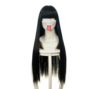 GJBXP Hairpieces Gintama Anime Cosplay Fibre sintetiche termoresistenti Senza spargimento di pizzo Parrucche frontali Lunga linea diritta Naturale nera con frangia Capelli 24 pollici