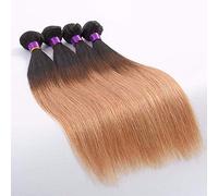 GJBXP Ombre Capelli umani lisci brasiliani 100g 1b / 27 Parrucca brasiliana con gradiente di capelli 26 pollici Parrucche malesi Parrucca Parrucca Pre strappata Non trasformata Parrucche di capelli