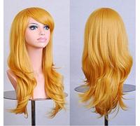 GJBXP Parrucca cos parrucca anime capelli ricci lunghi cosplay color stage hood 25 pollici, giallo giallo