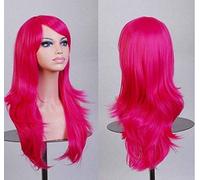 GJBXP Parrucca cos parrucca anime capelli ricci lunghi cosplay color stage hood 25 pollici, rosa gialla rossa