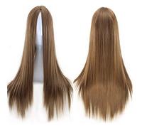 GJBXP parrucche anteriori lunghe diritte lunghe in pizzo a metà punta senza glueless capelli sintetici resistenti al calore di alta qualità per cosplay 26 pollici marrone chiaro