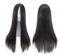 GJBXP parrucche anteriori lunghe diritte lunghe in pizzo a metà punta senza glueless capelli sintetici resistenti al calore di alta qualità per cosplay 26 pollici nero