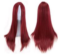 GJBXP parrucche anteriori lunghe e diritte in pizzo naturale medio dritto glueless capelli in fibra sintetica resistente al calore di alta qualità per cosplay 26 pollici vino rosso
