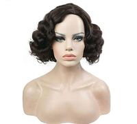 GJBXP Parrucche corte corte Bob Vintage per donna Fibra sintetica ad alta temperatura Testa piena Carnevale Festa in maschera Cosplay Capelli 10 pollici Marrone scuro