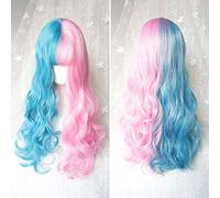 GJBXP Parrucche Harajuku lunghe in pizzo ondulato riccio parrucche anteriori con scoppi d'aria 2 tonalità di colore Capelli misti resistenti al calore in fibra sintetica per parrucche Cosplay 24 pol