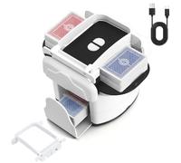 GJCrafts Mescolatore automatico di carte per 1-4 giochi di carte, ricaricabile, 2 modalità di miscelazione, compatibile con carte da poker, bridge, UNO e Phase 10 (Bianco)