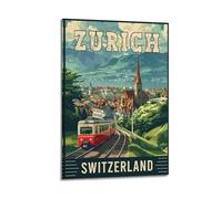 GJDYMX Poster vintage con paesaggio illustrazione Zurigo, Svizzera, poster decorativo da parete su tela, poster decorativo moderno per camera da letto, per camera da letto, 20 x 30 cm