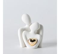 GJFASGF Mini statua di coppia che si abbraccia, in ceramica, decorazione per la casa, è un regalo romantico per lei per anniversario di matrimonio e San Valentino, decorazione per supporto TV per