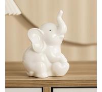 GJFASGF Statua di elefante bianco, statuetta di elefante che tiene l'amore, in ceramica stile moderno, decorazione adatta per la decorazione della casa, soggiorno, libreria, scrivania (bianco, grande)