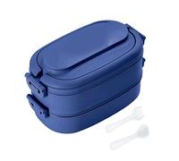 GJGHKLHL Bento Box Portapranzo, Portavivande a doppia chiusura, con cucchiaio e forchetta(Dark Blue)