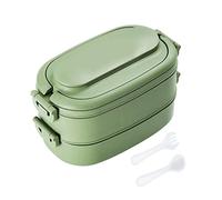 GJGHKLHL Bento Box Portapranzo, Portavivande a doppia chiusura, con cucchiaio e forchetta(Green)