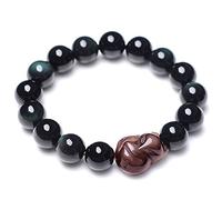 GJGHKLHL bracciale, Bracciale da donna con volpe ossidiana naturale occhio arcobaleno