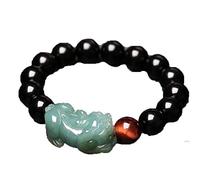 GJGHKLHL bracciale, Bracciale in ossidiana PiXiu con giadeite naturale del Myanmar