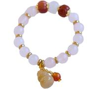 GJGHKLHL braccialetto, Bracciale in giada con ciondolo della fortuna for donne e ragazze Reiki Chakra Perline distanziatrici placcate in oro in pietra naturale di cristallo delicato