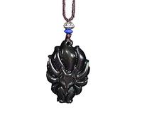 GJGHKLHL Ciondolo con collana di volpe a nove code ossidiana arcobaleno Volpe allontana la sfortuna