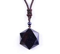 GJGHKLHL Collana con ciondolo a forma di stella a sei ossidiana nera Gioielli giada Gioielleria raffinata