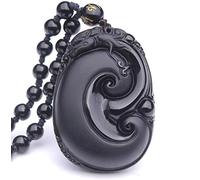 GJGHKLHL Collana da uomo e donna con ciondolo PiXiu in ossidiana naturale