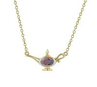 GJGHKLHL Collana in argento sterling S925 con pietra portafortuna personalizzata Teiera in cristallo infinito Delicato girocollo alla moda delicata Catena Regalo Gioielli for le sue ragazze Coppie