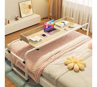 GJGHKLHL scrivania mobile, Tavolino servitore for ospedale con ruote, altezza regolabile 65-95 cm, tavolo for disabili in legno for mangiare, for mobilità su sedia a rotelle(Brown)