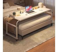 GJGHKLHL scrivania mobile, Tavolino servitore for ospedale con ruote, altezza regolabile 65-95 cm, tavolo for disabili in legno for mangiare, for mobilità su sedia a rotelle(White)