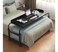 GJGHKLHL scrivania mobile, Tavolino servitore regolabile for uso in ufficio domestico - for laptop con rotelle, in altezza e lunghezza, allungabile, postazione di lavoro mobile(A,140cm)