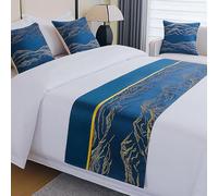 GJGHKLHL Set Runner Da Letto, Runner Da Letto for Letto Queen Size, Sciarpa Da Letto Decorativa Verde, Sciarpe E Cuscini Coordinati for Le Case Di Hotel(Blue,50 * 180cm for 120cm bed)
