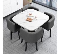 GJGHKLHL Set tavolo rotondo e sedie con schienale, set da pranzo cucina, 5 pezzi, sedia for 4 persone, for il salotto dell'appartamento familiare(Dark Gray white Table)