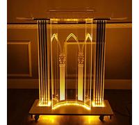 GJGHKLHL Tavolo Mobile Portatile Trasparente con Ruote, pulpito leggio a LED su rotelle, Tavolo for Reception, Reception di Benvenuto, pulpitos para Iglesias(with LED Lights)