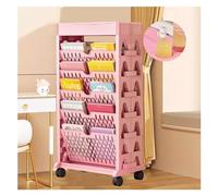 GJHGNFRDK Carrello Libreria Mobile, Libreria Mobile Verticale a più Livelli con rotelle Ruote Multicolore(Pink)