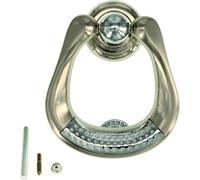 GJHGNFRDK Knobs testa porta anteriore bussata, Battente for porta ad anello minimalista in ottone anticato e nichel satinato, 5x4 pollici for tutte le porte(Satin Nickel)