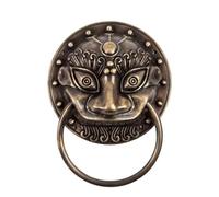 GJHGNFRDK Knobs testa porta anteriore bussata, Battente Maniglia for Porta con Testa di Bestia Leone Tigre Serratura in Ottone Rame Anello Ciclamico Multicolor(Dk1006-138)