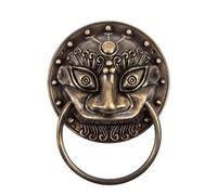 GJHGNFRDK Knobs testa porta anteriore bussata, Battente Maniglia for Porta con Testa di Bestia Leone Tigre Serratura in Ottone Rame Anello Ciclamico Multicolor(Dk1012-200)