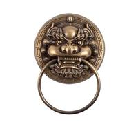 GJHGNFRDK Knobs testa porta anteriore bussata, Battente Maniglia for Porta con Testa di Bestia Leone Tigre Serratura in Ottone Rame Anello Ciclamico Multicolor(Dk1010-200)