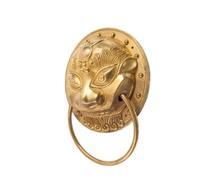 GJHGNFRDK Knobs testa porta anteriore bussata, Maniglia for porta battente in ottone ramato con design testa di bestia multicolore(Dk1011-200)