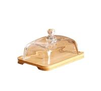 GJHGNFRDK vaschetta per il burro, Burriera Con Coperchio In Vetro E Legno Multicolor 18,3x12,8x9,5cm(Khaki)