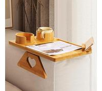 GJHGNFRDK Vassoio Pieghevole per Divano, Portabicchieri Pieghevole in bambù Antiscivolo for bracciolo for Divano, Impermeabile, 40x28x11 cm, Colore Naturale