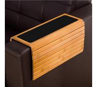 GJHGNFRDK Vassoio Pieghevole per Divano, Vassoio Pieghevole for braccioli for Divano in bambù, Colore Legno Naturale Antiscivolo