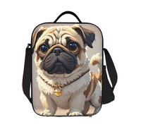 GJHKSSVB Borsa termica per il pranzo, per donne e uomini, grande, riutilizzabile, a prova di perdite, borsa termica con tracolla regolabile, trasportino per cibo a forma di carlino, per lavoro, viaggi