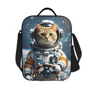 GJHKSSVB Borsa termica per il pranzo, per donne e uomini, grande, riutilizzabile, a prova di perdite, con tracolla regolabile, astronauta gatto nello spazio, per lavoro, viaggi, picnic