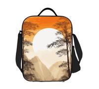 GJHKSSVB Borsa termica per il pranzo, per donne e uomini, grande, riutilizzabile, a prova di perdite, con tracolla regolabile, alberi di bambù giapponesi, porta cibo solare per lavoro, viaggi, picnic