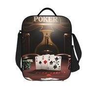 GJHKSSVB Borsa termica per il pranzo, per donne e uomini, grande, riutilizzabile, a prova di perdite, con tracolla regolabile, torneo di poker, per lavoro, viaggi, picnic