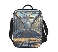 GJHKSSVB Borsa termica per il pranzo, per donne e uomini, grande, riutilizzabile, a prova di perdite, con tracolla regolabile, ponte stradale, porta cibo, per lavoro, viaggi, picnic
