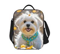 GJHKSSVB Borsa termica per il pranzo, per donne e uomini, grande, riutilizzabile, a prova di perdite, con tracolla regolabile, bel trasportino per cibo per cani maltesi per lavoro, viaggi, picnic