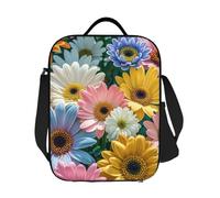 GJHKSSVB Borsa termica per il pranzo, per donne e uomini, grande, riutilizzabile, a prova di perdite, con tracolla regolabile, fiori come sfondo, per lavoro, viaggi, picnic