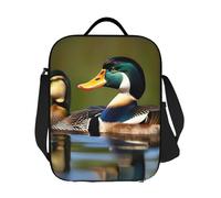 GJHKSSVB Borsa termica per il pranzo, per donne e uomini, grande, riutilizzabile, a prova di perdite, con tracolla regolabile, due anatre reali porta cibo, per lavoro, viaggi, picnic