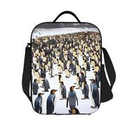 GJHKSSVB Borsa termica per il pranzo, per donne e uomini, grande, riutilizzabile, a prova di perdite, con tracolla regolabile, pinguini nella neve, per lavoro, viaggi, picnic