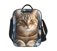 GJHKSSVB Borsa termica per il pranzo, per donne e uomini, grande, riutilizzabile, a prova di perdite, con tracolla regolabile, con gatto sotto la coperta, per lavoro, viaggi, picnic