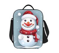GJHKSSVB Borsa termica per il pranzo, per donne e uomini, grande, riutilizzabile, a prova di perdite, con tracolla regolabile, con scritta "Merry Christmas" e pupazzo di neve, per lavoro, viaggi