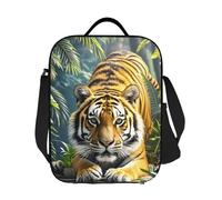 GJHKSSVB Borsa termica per il pranzo, per donne e uomini, grande, riutilizzabile, a prova di perdite, con tracolla regolabile, motivo tigre nella giungla, per lavoro, viaggi, picnic